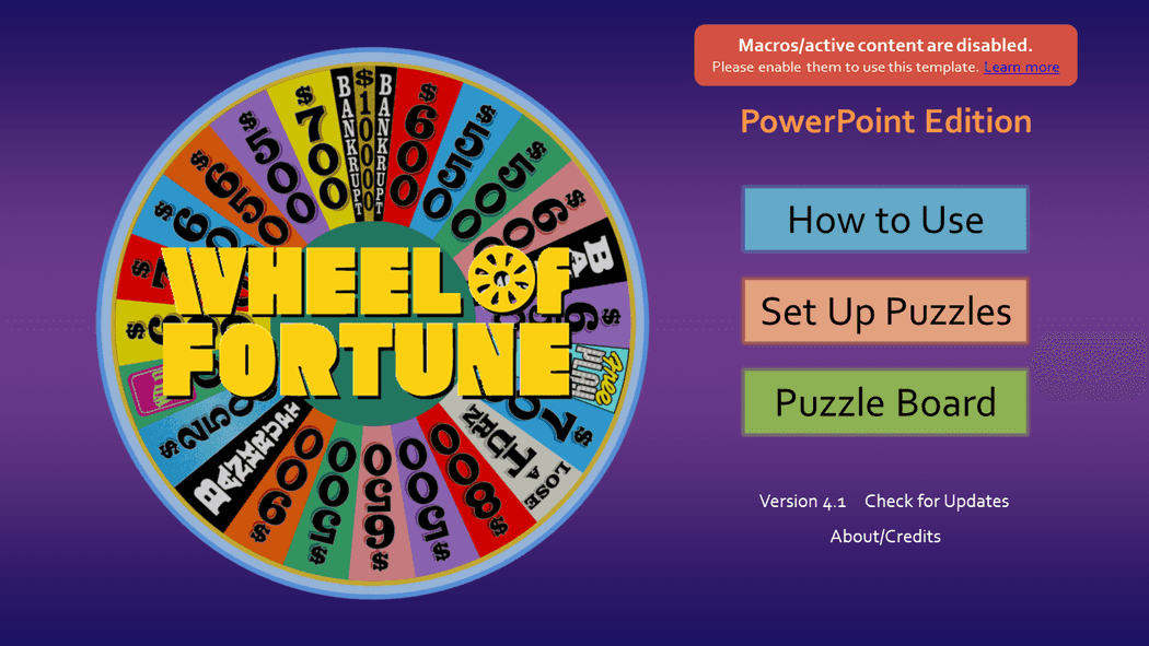 Wheel of Fortune for PowerPoint Version 4.1 - Games by Tim